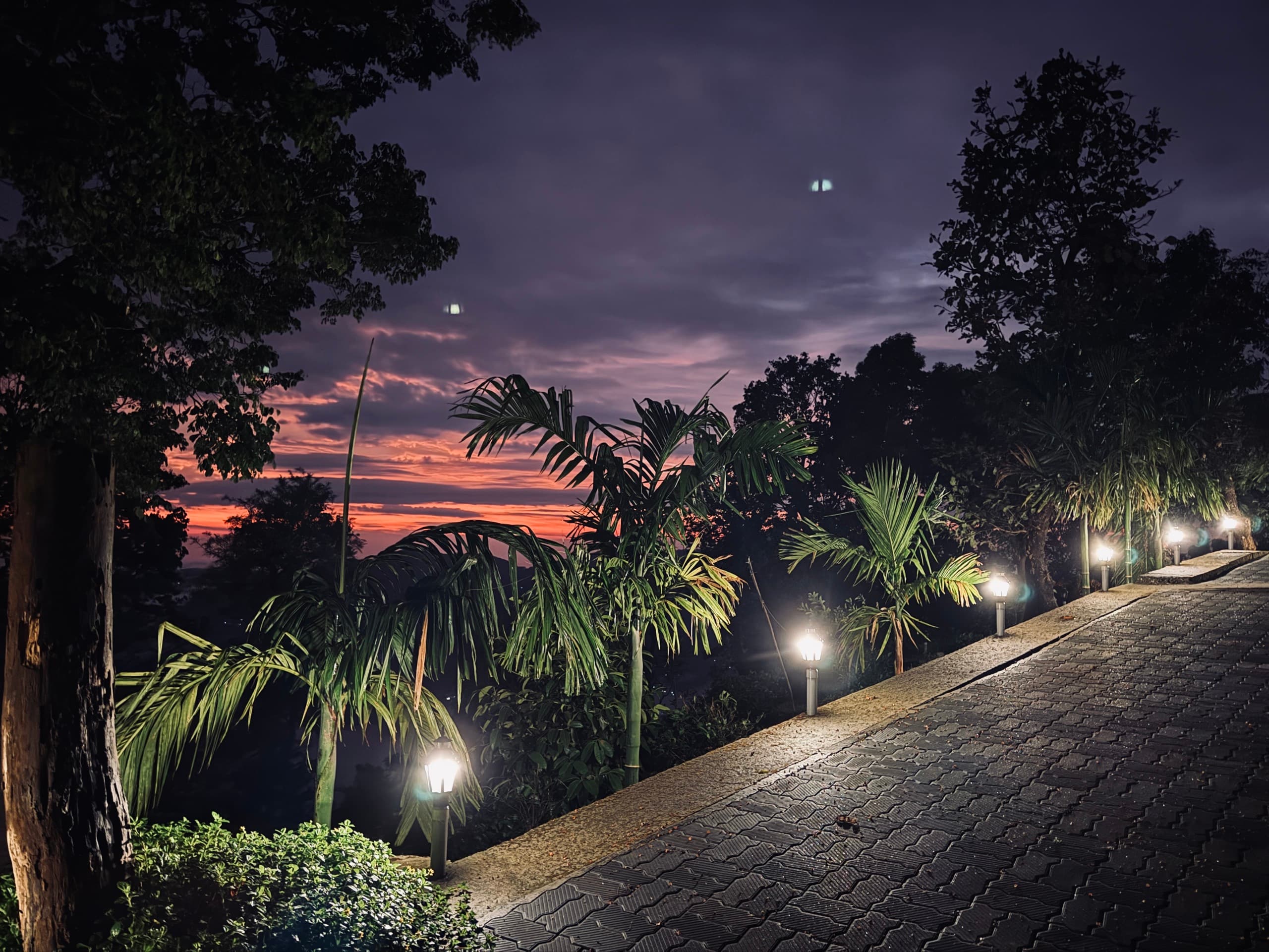 The drive up, just after sunset